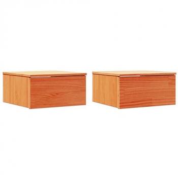 Zidne doppio comodino con cassa in borovina marrone 37×35×18,5 cm
