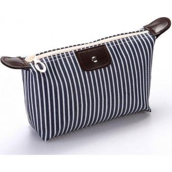 Trousse de maquillage rayée pour dames