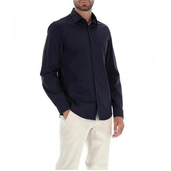 Camicia Aderente Elasticizzata in Popeline Blu Uomo Calvin Klein K10K109509