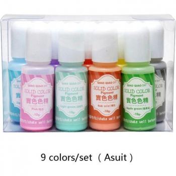 Farbenfrohes Epoxid-Pigment-Set (9 Teile) – Handgemachte Kunst, Schmuck und Dekoration