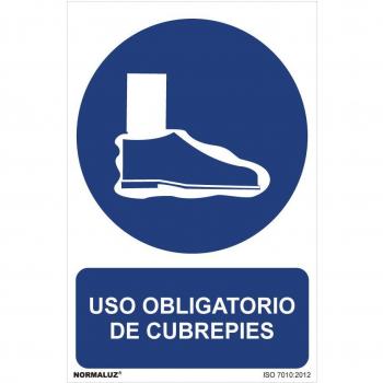 Cartel es obligatorio el uso de cubrepies (pvc 0,7mm) 30x40cm