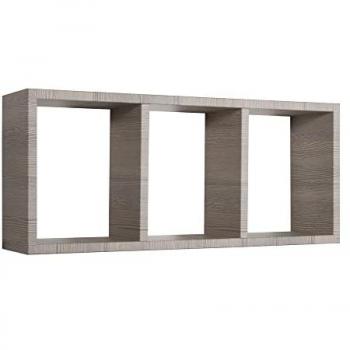 Estante rectangular de pared 3 compartimentos roble moka mod. Tristano