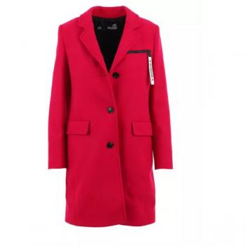 Chic Red Wool Coat – Single Breasted