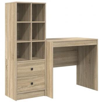 Mesa de trabajo Roble Sonoma con doble cajón de almacenaje