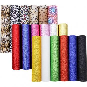 A5 18 Stück Litschi Glitzer Leopardenmuster Synthetisches Leder DIY Materialien