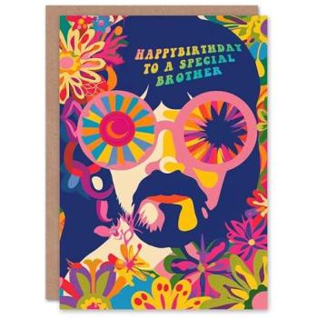 1960s Psychedelic Flower Power Birthday Card – Brother Edition