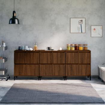 Vidaxl Sideboards 3 Stk. Braun Eichen-optik 60x35x70 Cm Holzwerkstoff