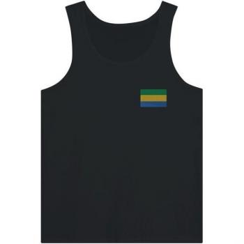 Black Gabon Flag Tank Top – 100% Cotton – Tailored Cut – Sportswear