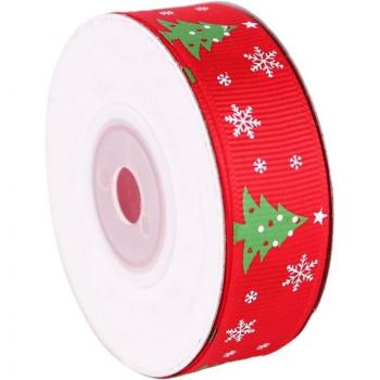 10 Rolls 10 Yards 20mm Christmas Tree Design Red Green Grosgrain Ribbon for Holiday Decoration