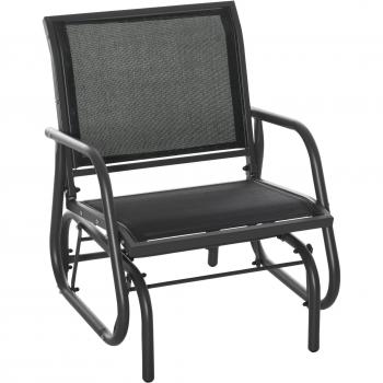 Outsunny Sedia A Dondolo Da Giardino In Metallo E Seduta In Tessuto Traspirante, 75x66x85cm Nero E Grigio Scuro