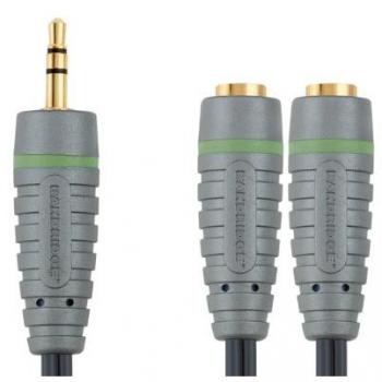 Stereo-Audiokabel 3.5 mm male - 2x 3.5 mm female 0.20 m Blau