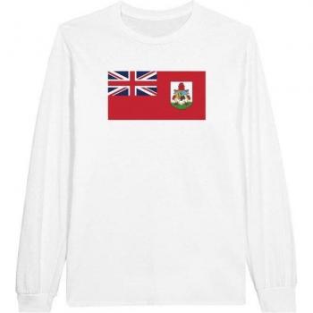 Bermuda Flag Long Sleeve Tee by PixelForma – White, Regular Cut, Standard Collar