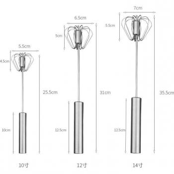 Manual 304 Stainless Steel Egg Beater with Self-Turning Mechanism