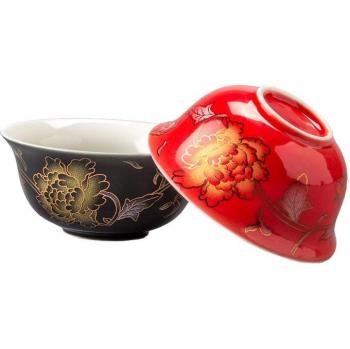 Ensemble de tasse à thé en céramique dragon doré