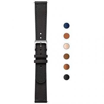 Correa de piel negra de 18 mm para reloj Nokia Steel