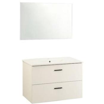 Lario 80 cm Mobile Sospeso con Lavabo e Specchio Bianco Lucido