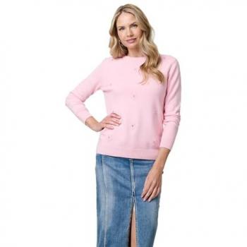 Floral Gemstone Elegance Light Green Jumper by Izabel London