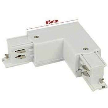 Connettore di giunzione forma L sinistro colore bianco per barra sistema binario trifase CB40103