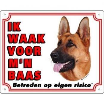 Waakbord Duitse Herder - Groot in zwart-wit, met afbeelding van een Duitse Herder