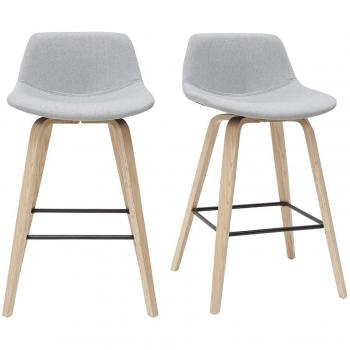 Sgabelli da bar scandinavi grigio chiaro e legno h 65 cm (set di 2) NONIE