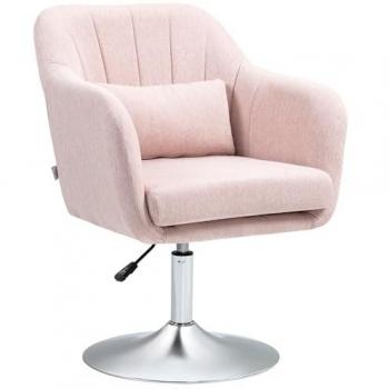 HOMCOM Swivel Linen Fabric Accent Chair for Living Room Contemporary Vanity Armchair