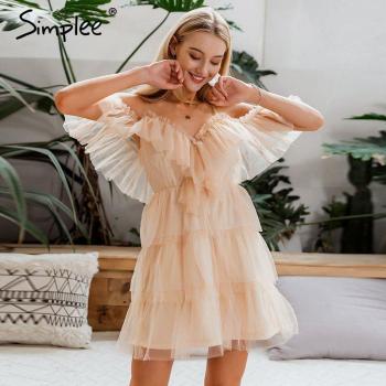 Vestido de encaje multicapa con tirantes para mujeres en color pastel