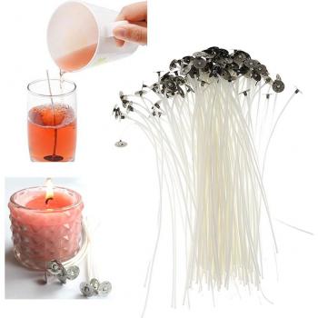 Mechas de Algodón para Velas con Base - 50/100 Uds, Preenceradas, 10cm, 15cm y 20cm