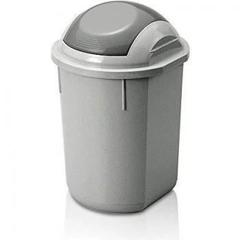 7HSEVENON PAPELERA REDONDA GRIS C/TAPA 40 LT