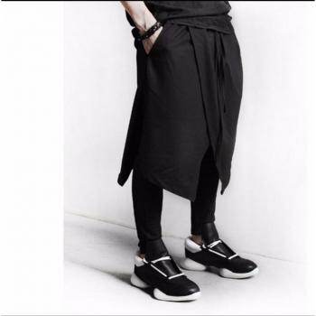 DJ Singer Skirt Men's Casual Black Boots Pants