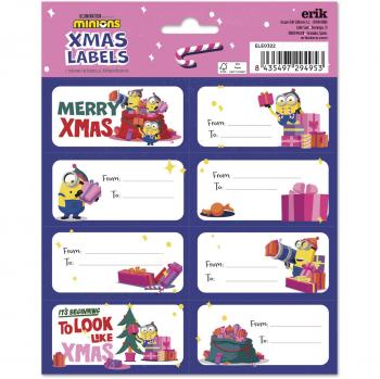 Etiquetas adhesivas Navidad Minions Erik rosa
