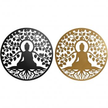 Home ESPRIT Golden Buddha Poster – Dark Matte Finish – 100 × 100 cm – Pair