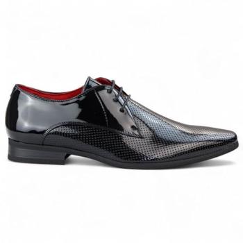 Infinity Leather Men’s Pointed Toe Lace-Up Perforated Dress Shoes – Black, 6