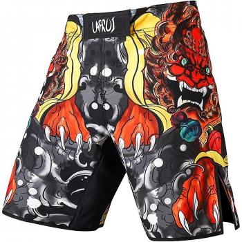 Shorts de entrenamiento cruzado MMA para hombres con cordón y bolsillo - La Danza del León Mediano