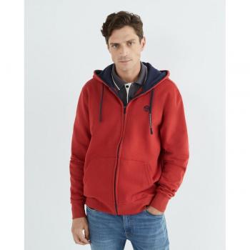 Felpa North Sails Uomo Cappuccio Zip Cotone Organico Rosso Lava