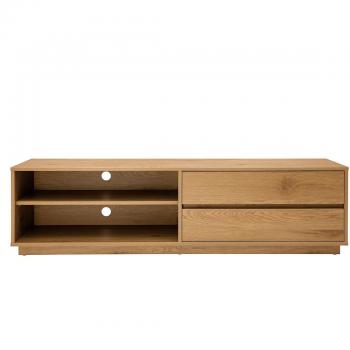 Meuble TV en bois clair chêne 2 tiroirs L160 cm MADERO