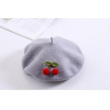 Kids' Cherry Beret - Cute Japanese Style for Autumn/Winter (48-52CM)