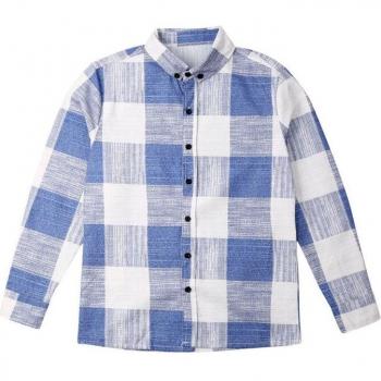 Men's Plaid Check Casual Cotton Linen Button Down Shirt