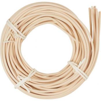 Natuurlijk Rotan Peddigrohr met Blauw Lint, Ø 4 mm - 125 g