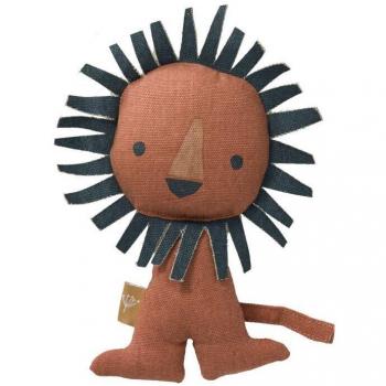Hochet Bébé Tissu Coton Bio Lion 15cm Fresk® – Doudou Bio