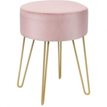 Moderner runder Fußhocker aus Samt in Rosa