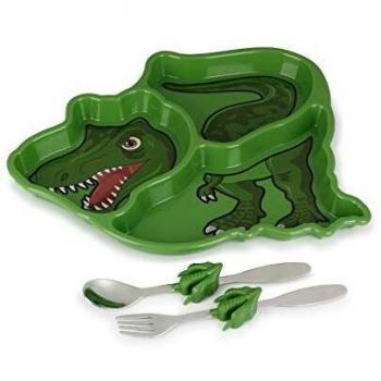 T‑Rex Dino Meal Kit KidsFunwares – Piatto Diviso con Posate per Bimbi