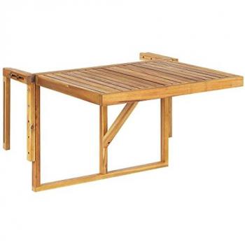 Beliani Balcony Hanging Rail Table Acacia Wood Folding 60 x 55 cm