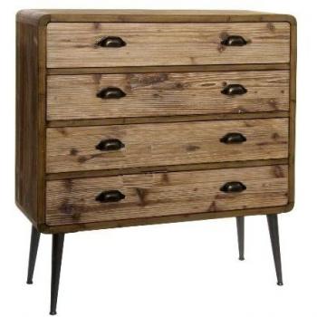 Cassettiera Moderna Loft in Legno e Metallo Marrone 90 x 30 x 97 cm