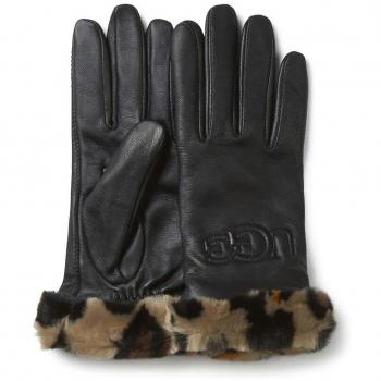Guantes Negros para Hombre/Mujer de Cuero con Borde de Peluche Sintético - Talla S