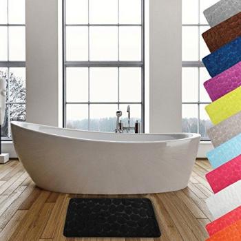 Tapis de bain microfibre Pebble MSV noir 50x80 cm