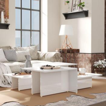 Zweier-Set Couchtische Hochglanz-Weiß 111,5 x 50 x 33 cm Spanplatte
