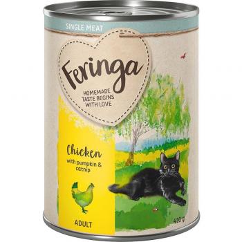 Feringa Menú de Carne Única 24 x 410 g para gatos en oferta: 20 + 4 ¡gratis! - Pollo con calabaza y catnip