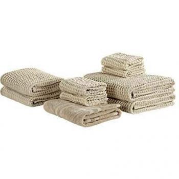 Ensemble 9 serviettes de bain ultra absorbantes Beige Areora