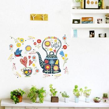Décoration Fleuriste pour Salon – Sticker Théière