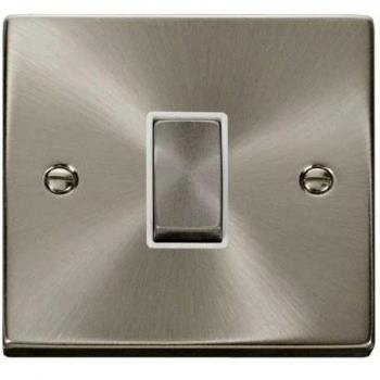 Click Deco Satin Chrome 1 Gang Switch with White Insert